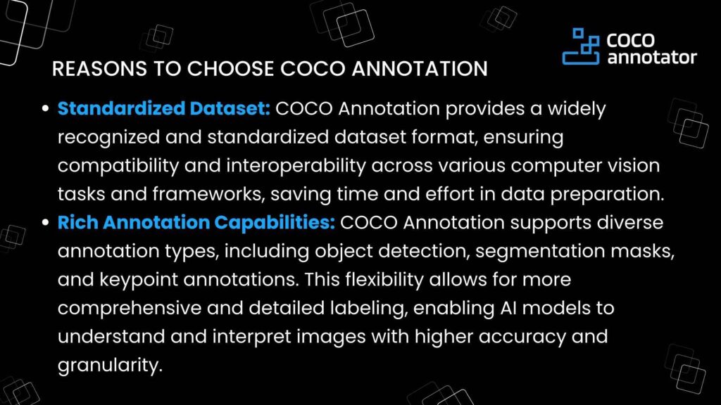 reasons to choose coco annotation